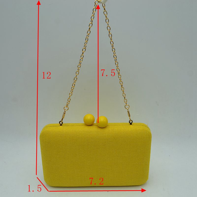 Textured Box Clutch Bag with Double Bead Clasp and Chain Strap - Clutch Bags