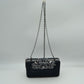 Studded Evening Clutch with Ornate Leaf Clasp Detail - Navy Blue - Clutch Bags