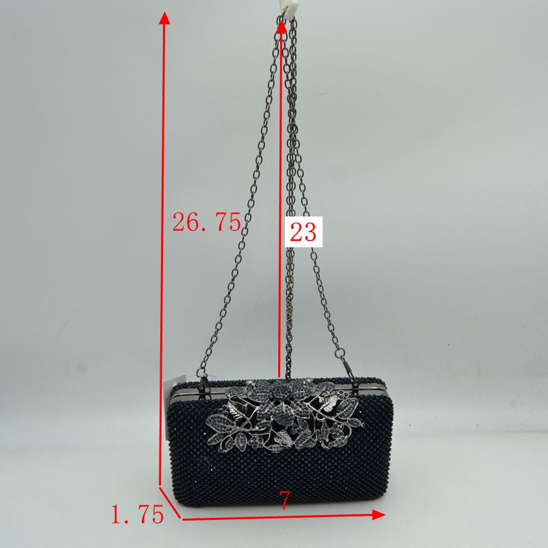 Studded Evening Clutch with Ornate Leaf Clasp Detail - Clutch Bags