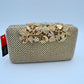 Studded Evening Clutch with Ornate Leaf Clasp Detail - Clutch Bags