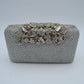 Studded Evening Clutch with Ornate Leaf Clasp Detail - Clutch Bags