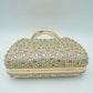 Rhinestone Encrusted Evening Clutch Bag with Pearl Clasp and Metal Handle - Clutch Bags