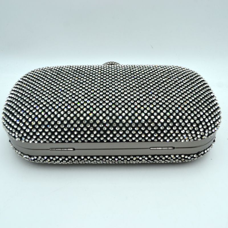 Embellished Box Clutch with Ring Top Clasp - Clutch Bags
