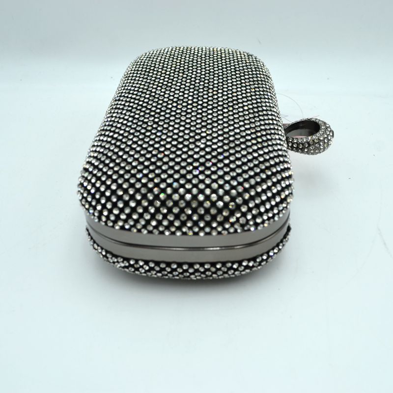 Embellished Box Clutch with Ring Top Clasp - Clutch Bags
