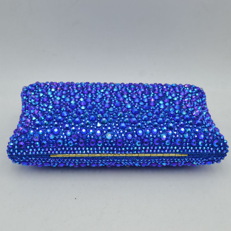 Rhinestone Embellished Box Clutch Bag with Removable Chain Strap - Clutch Bags