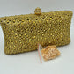 Rhinestone Embellished Box Clutch Bag with Removable Chain Strap - Gold - Clutch Bags
