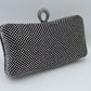 Shimmering Studded Clutch Bag with Textured O-Ring Clasp - Clutch Bags