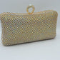 Shimmering Studded Clutch Bag with Textured O-Ring Clasp - Clutch Bags