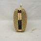 Shimmering Studded Clutch Bag with Textured O-Ring Clasp - Clutch Bags