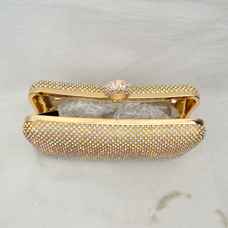 Shimmering Studded Clutch Bag with Textured O-Ring Clasp - Clutch Bags