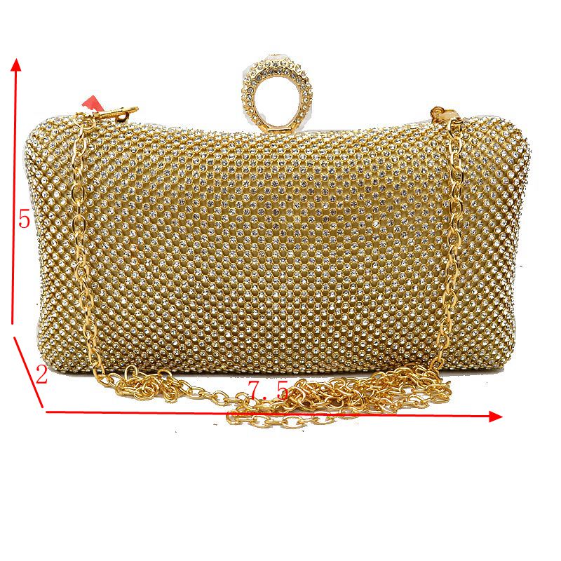 Shimmering Studded Clutch Bag with Textured O-Ring Clasp - Clutch Bags