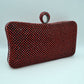 Shimmering Studded Clutch Bag with Textured O-Ring Clasp - Red - Clutch Bags