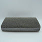Grid Patterned Box Clutch with Jeweled Dome Clasp - Clutch Bags