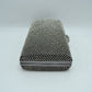 Grid Patterned Box Clutch with Jeweled Dome Clasp - Clutch Bags