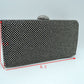 Grid Patterned Box Clutch with Jeweled Dome Clasp - Clutch Bags