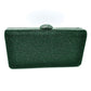 Grid Patterned Box Clutch with Jeweled Dome Clasp - Dark-green - Clutch Bags