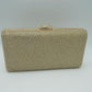 Grid Patterned Box Clutch with Jeweled Dome Clasp - Clutch Bags
