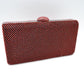 Grid Patterned Box Clutch with Jeweled Dome Clasp - Red - Clutch Bags