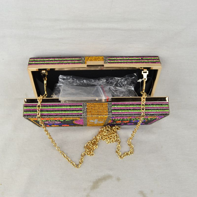 Rhinestone Money Clutch Bag with Removable Chain Strap - Clutch Bags