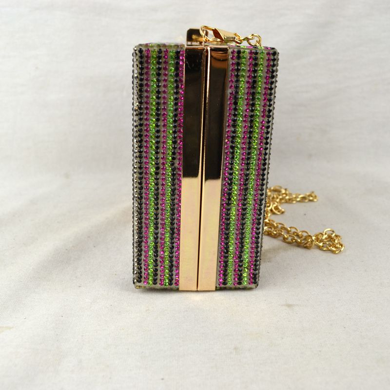 Rhinestone Money Clutch Bag with Removable Chain Strap - Clutch Bags