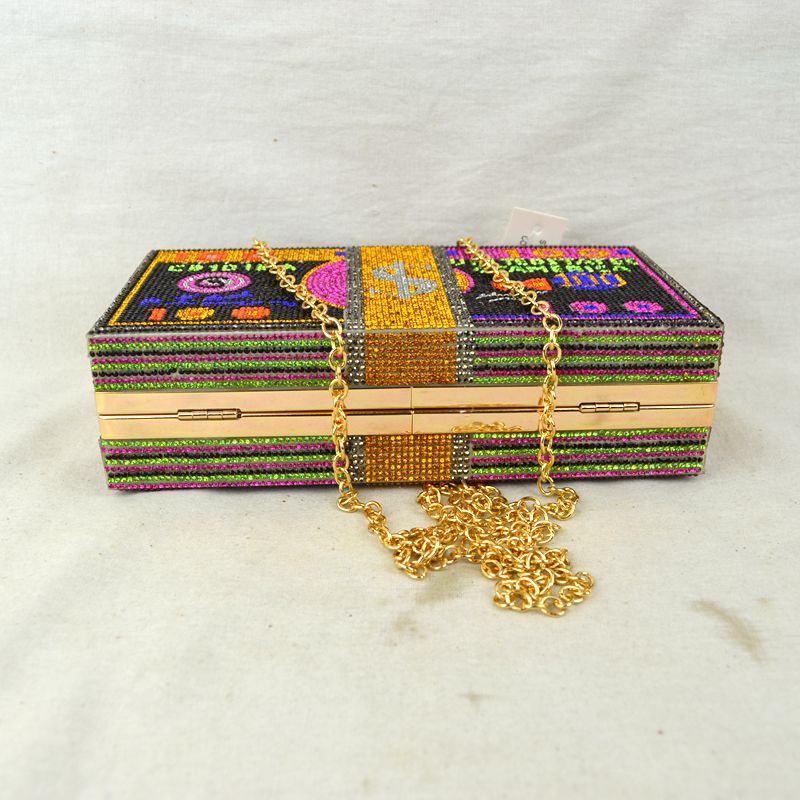 Rhinestone Money Clutch Bag with Removable Chain Strap - Clutch Bags