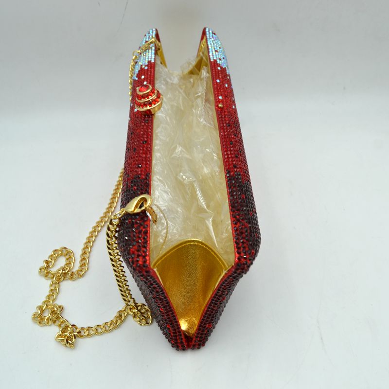 Elongated Evening Clutch Bag with Slender Chain Strap - Clutch Bags