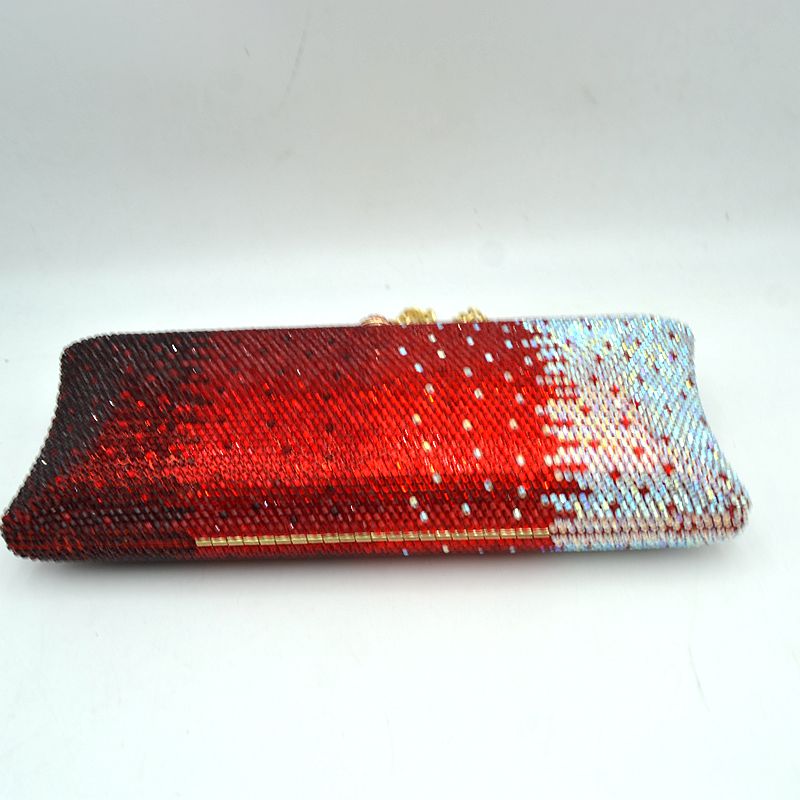 Elongated Evening Clutch Bag with Slender Chain Strap - Clutch Bags