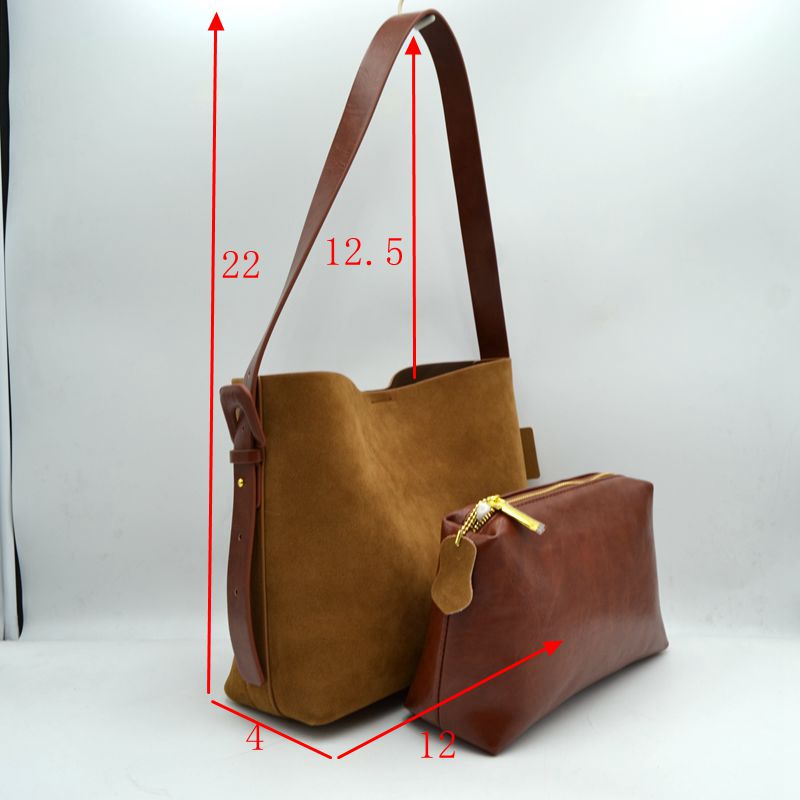 Shoulder Bag with Matching Removable Zipper Pouch - Black - Shoulder Bag