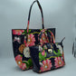 2-Piece Patent Floral Tote Bag and Matching Satchel Set - Navy blue - Tote Bag