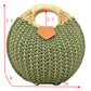 Boho Round Woven Straw Satchel – Convertible Circle Basket Bag with Chain Strap - Crossbody Bag