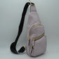 Multi-Zipper Crossbody Sling Bag with Adjustable Strap - Lavender - Sling Bag