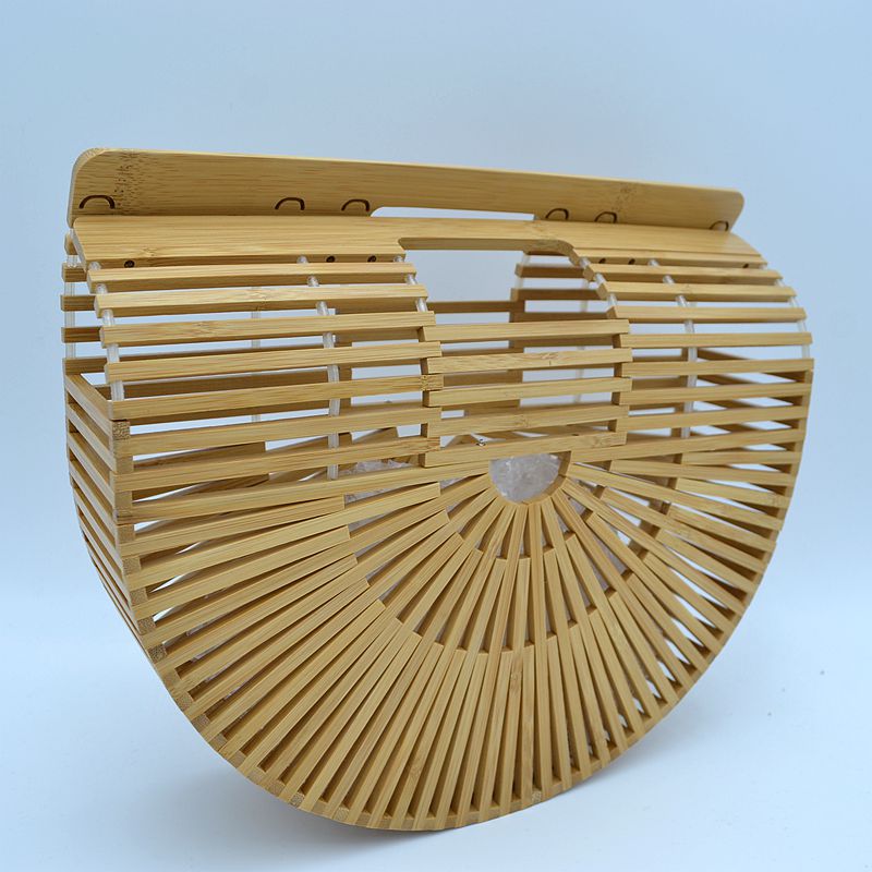 Slatted Ark Clutch with Built In Top Handle - Brown - Clutch Bags