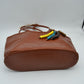 Woven Scoop-Top Tote Bag with Drawstring Lining and Beaded Charm - Tote Bag