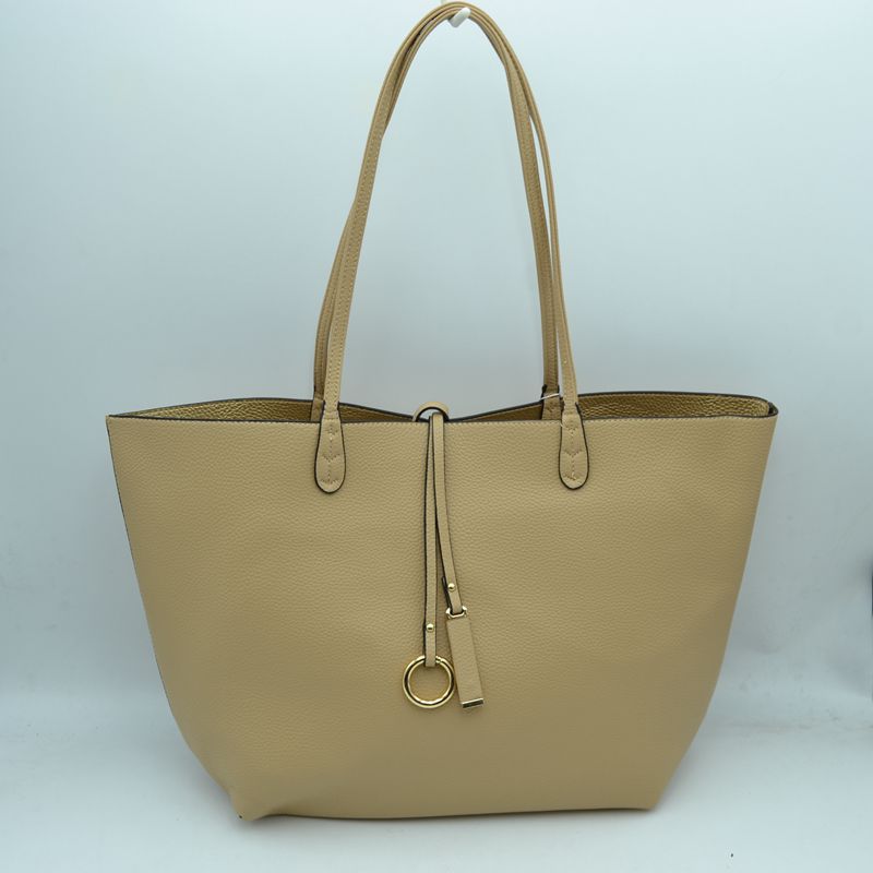 Classic Trapeze Tote Bag with Dual Handles and Ring Detail - Tote Bag