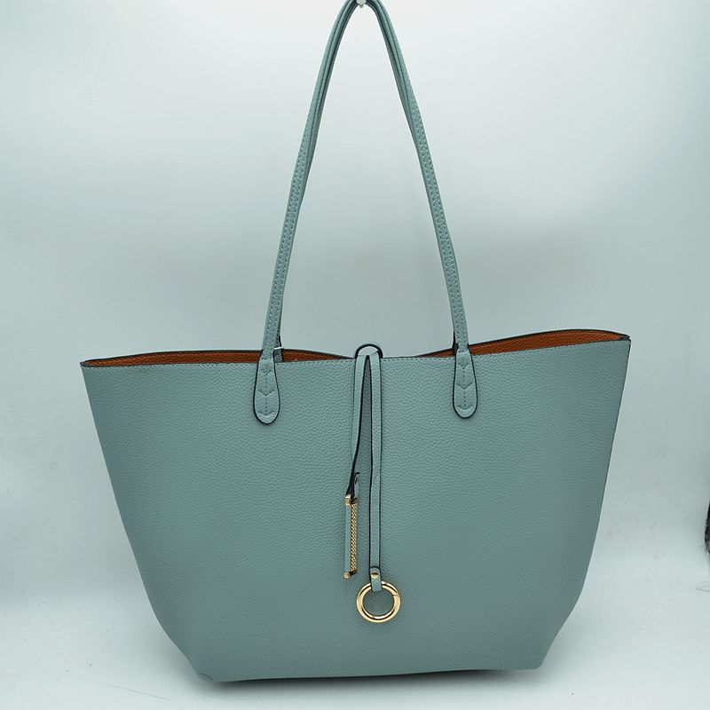 Classic Trapeze Tote Bag with Dual Handles and Ring Detail - Tote Bag