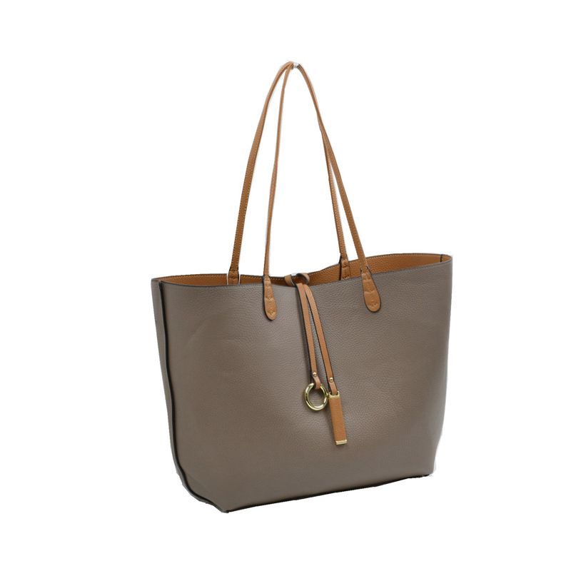Classic Trapeze Tote Bag with Dual Handles and Ring Detail - Tote Bag
