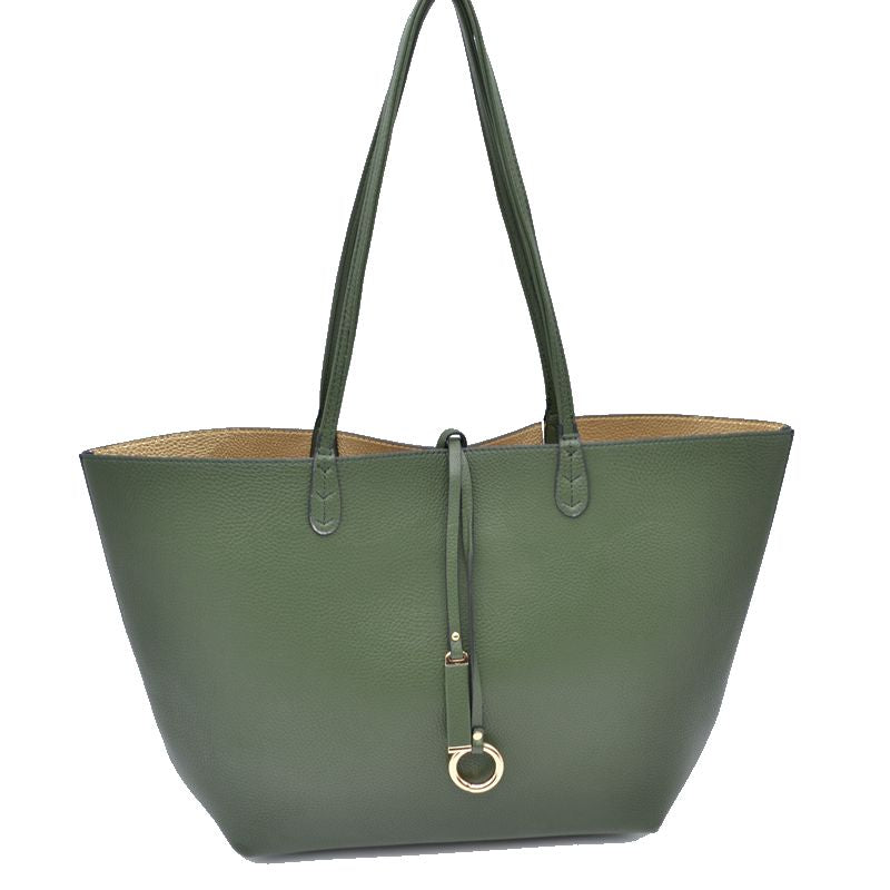 Classic Trapeze Tote Bag with Dual Handles and Ring Detail - Tote Bag