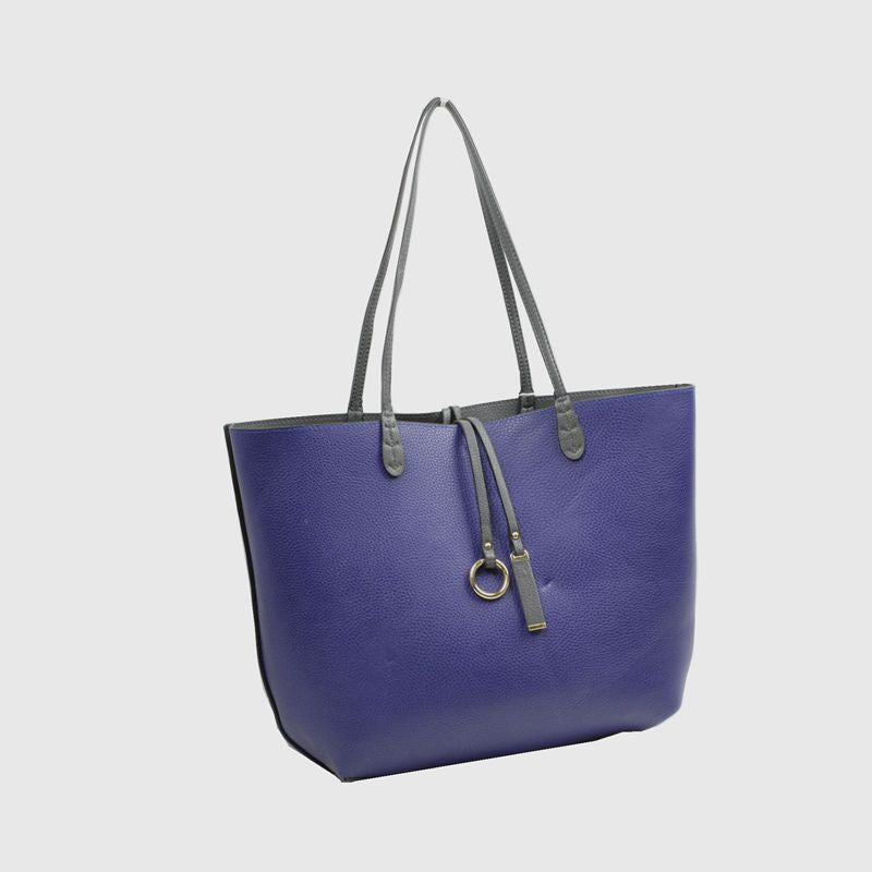 Classic Trapeze Tote Bag with Dual Handles and Ring Detail - Tote Bag