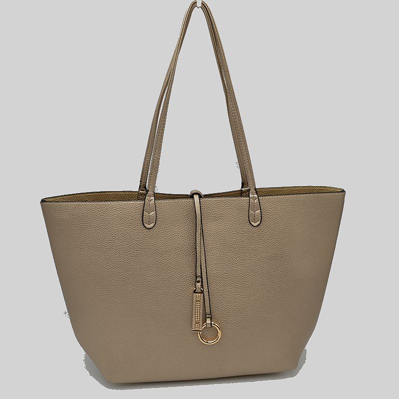 Classic Trapeze Tote Bag with Dual Handles and Ring Detail - Tote Bag