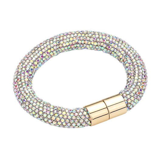 AB Bling Magnetic Bracelet, enhance your attire with this beautiful bracelet to show off your fun trendsetting style. It can be worn with any daily wear such as shirts, dresses, T-shirts, etc. It's a perfect birthday gift, anniversary gift, Mother's Day gift, holiday getaway, or any other event.