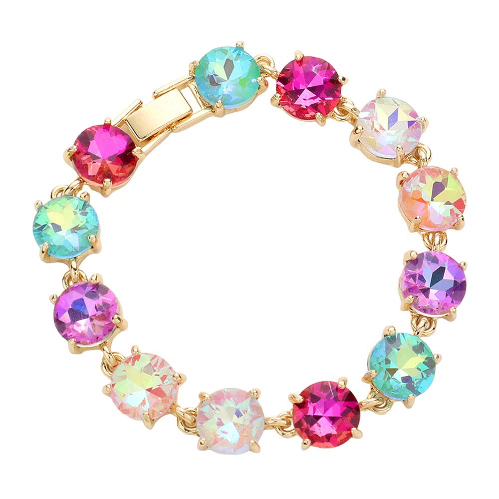AB Multi Round Stone Link Evening Bracelet, this beautiful Evening Bracelet is crafted from high-quality materials to ensure a luxurious and comfortable fit. It provides a timeless look that will add sophistication to any outfit. Perfect Gift for December Birthdays, Christmas, and gifts for your friends and family.