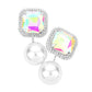 AB Rhodium Square Stone Pearl Link Dangle Evening Clip on Earrings, make a fashionable addition to any ensemble. Crafted with a unique square stone and pearl link, these eye-catching earrings are perfect for any formal or special occasion. These clip-on earrings offer a secure fit and ensure complete comfort throughout the night.