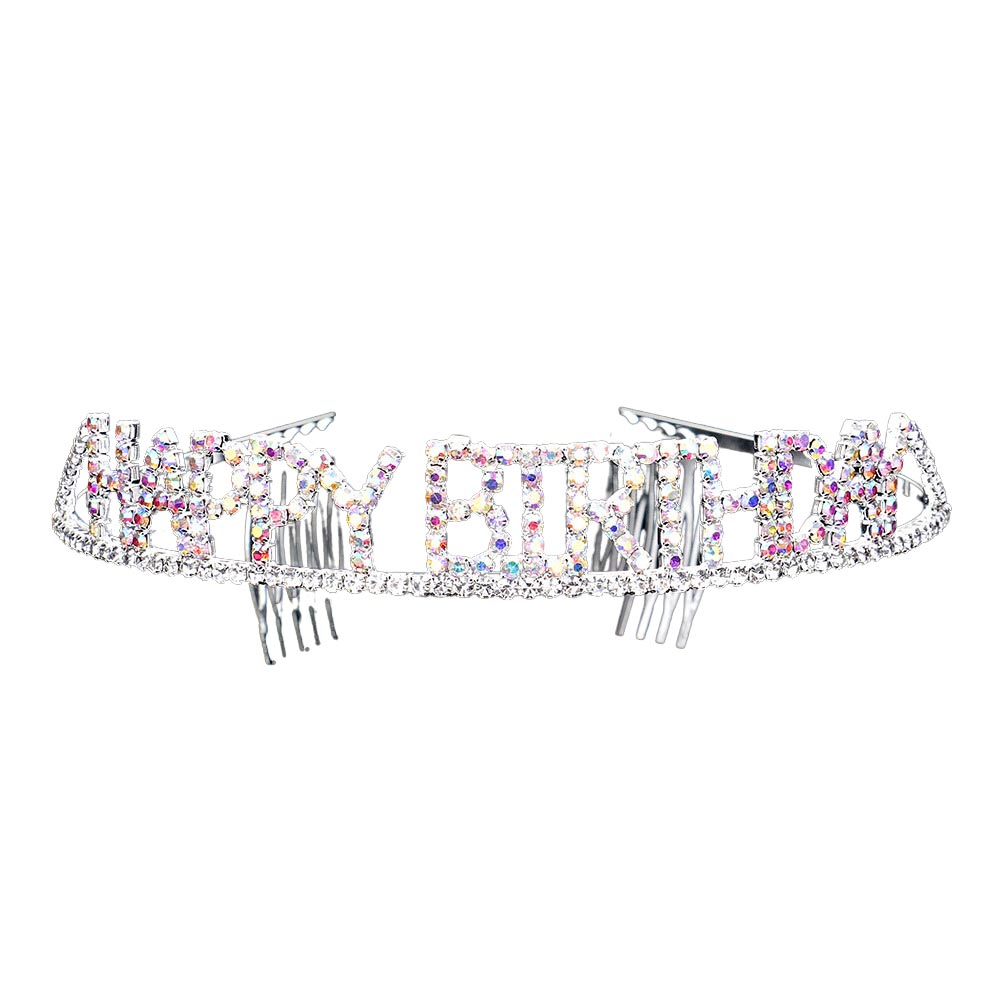 Ab Silver Happy Birthday Rhinestone Pave Party Tiara, this awesome rhinestone pave party tiara will make you the ultimate royal beauty and make you absolutely stand out to receive the best compliments on your birthday parties. It perfectly adds luxe to your outfit and makes you more gorgeous.