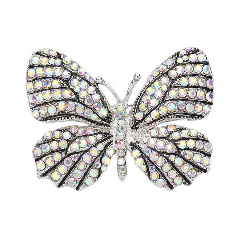 AB Silver Rhinestone Pave Butterfly Pin Brooch adds a touch of elegance to any outfit. Featuring dazzling rhinestones in a pave butterfly design, this pin exudes a sophisticated and polished look. Perfect for both casual and formal occasions, this versatile accessory will elevate any ensemble.