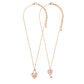 AB White 2-piece "Love &amp; Love More" BFF heart lock and key necklace set is the perfect symbol of friendship. Made of high-quality materials, it is a special and meaningful gift for your best friend. Show your love and strengthen your bond with this beautiful jewelry set.