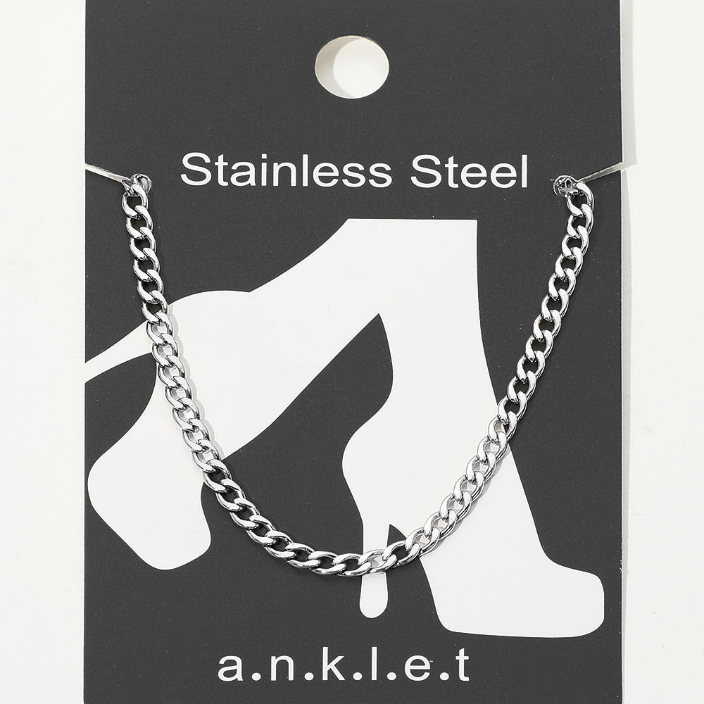 Madeline Love Rhodium Stainless Steel Curb Chain Anklet - Anklets