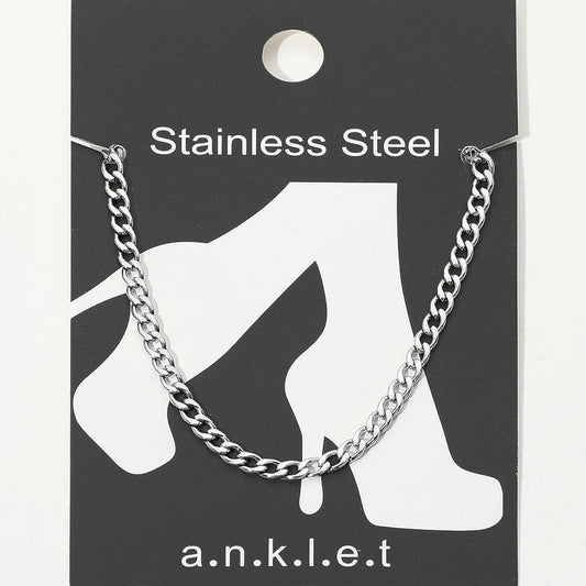 Madeline Love Rhodium Stainless Steel Curb Chain Anklet - Anklets