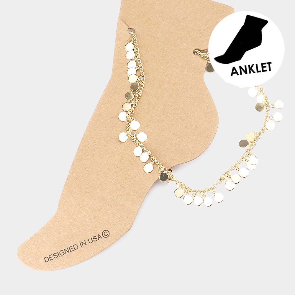 Madeline Love Gold Metal Disc Station Anklet - Anklets