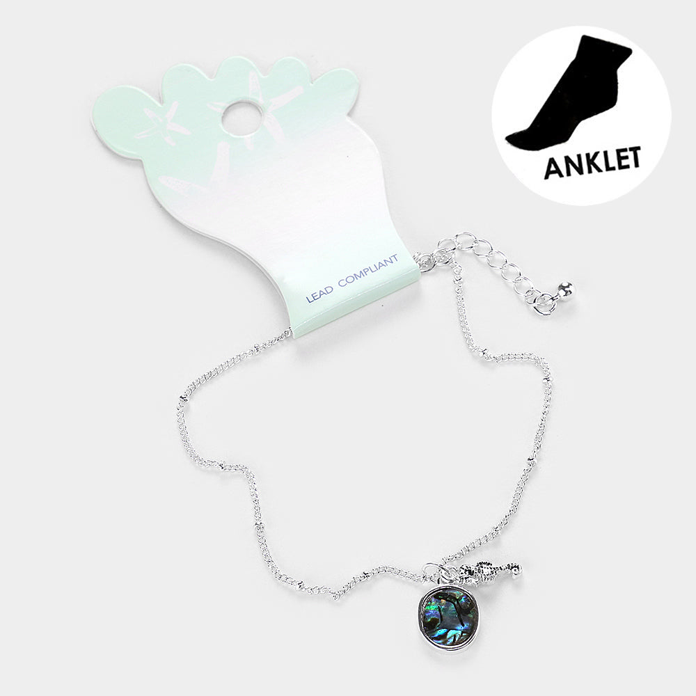 Abalone Abalone Metal Seahorse Anklet