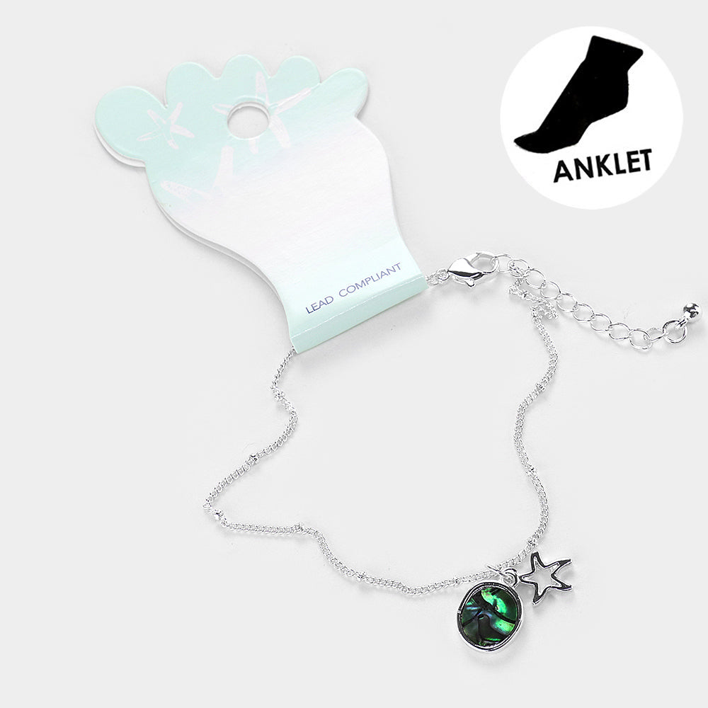 Madeline Love Abalone Abalone Cutout Metal Starfish Anklet - Anklets